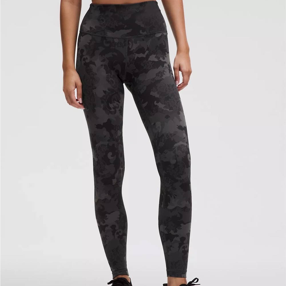 Lululemon Wunder Train HR Tight 28” HLBM Size 6 Hidden Heritage Lace Black NEW